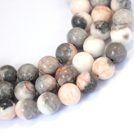 Jaspe zèbre naturel chapelets de perles rondes X-G-E334-8mm-11-1