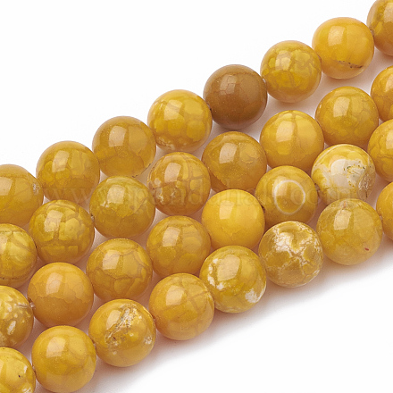 Cuentas de perlas de ágata craqueladas naturales teñidas G-T100-02G-1