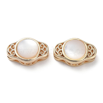 Hohle ovale Perlen aus Messing KK-G474-01G-1