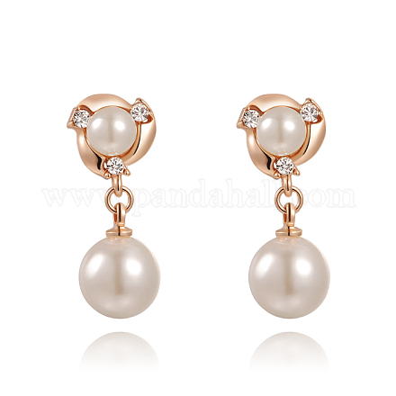 Real Rose Gold Plated Fashion Alloy Austrian Crystals Dangle Earrings EJEW-AA00057-01-1