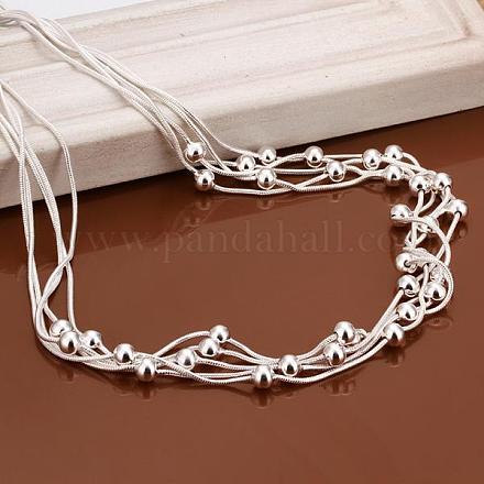 Popular Silver Color Plated Brass Multi-strand Snake Chain Necklaces NJEW-BB12849-1