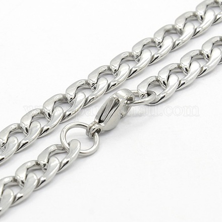 Men's 304 Stainless Steel Curb Chain Necklaces STAS-O037-77P-1