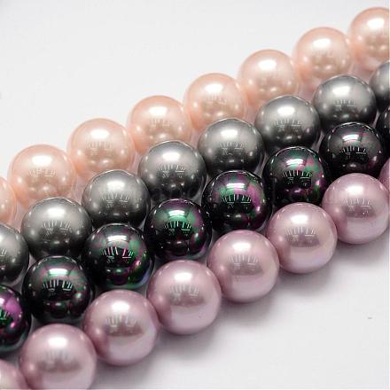 Rainbow Plated Shell Pearl Bead Strands BSHE-L025-4mm-M-1