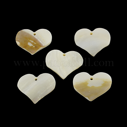 Pendentifs coquille coeur d'eau douce SHEL-F001-10-1