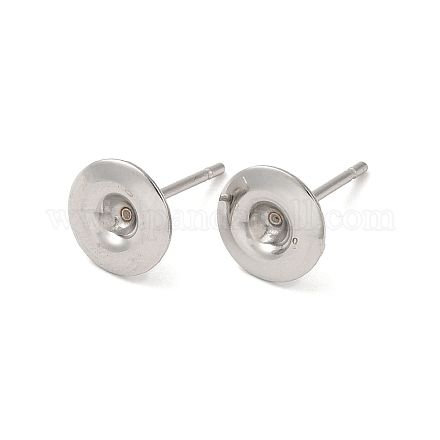 Accessoires de boucles d'oreilles plates rondes 201 en acier inoxydable STAS-Q315-08P-1