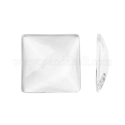 Transparent Glass Square Cabochons X-GGLA-A001-25mm-1