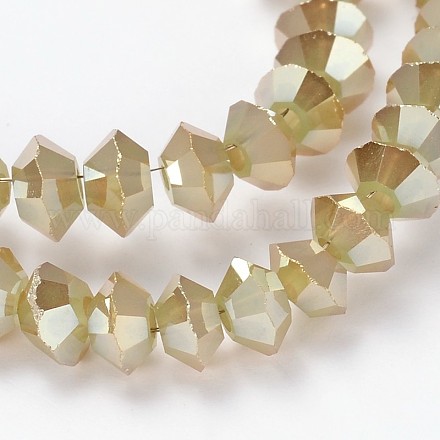 Full Rainbow Plated Faceted Bicone Glass Beads Strands EGLA-J099-FR11-1
