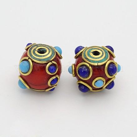 Handmade tibetischen Stil ovale Perlen TIBEB-M023-07-1