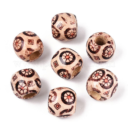 Печатные бусы из натурального дерева WOOD-N018-07C-1