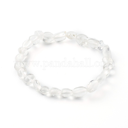 Bracciali elasticizzati con perline di cristallo di quarzo naturale per bambini BJEW-JB06250-09-1