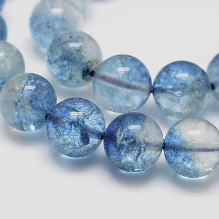 Chapelets de perles de quartz craquelées naturelles rondes et teintées G-K084-8mm-03A-1