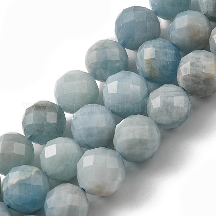 Chapelets de perles en aigue-marine naturelle G-E561-25-9mm-1