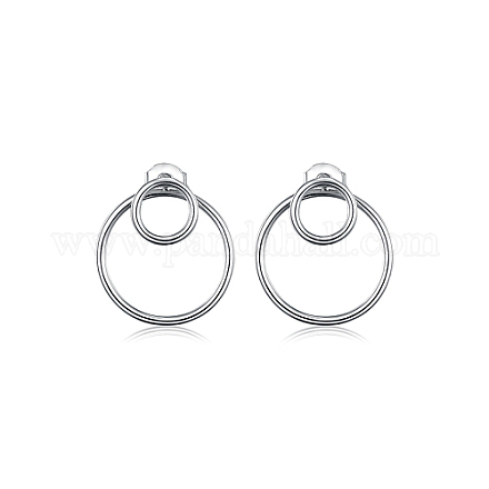 Ring Rhodium Plated 925 Sterling Silver Stud Earrings PB1316-4-1