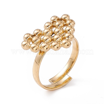 Placage ionique (ip) 304 anneaux en acier inoxydable anneau réglable coeur pour femme RJEW-E055-01G-1