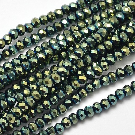 Trefoli sfaccettati con perle di vetro placcato placcato EGLA-J134-3x2mm-FP01-1