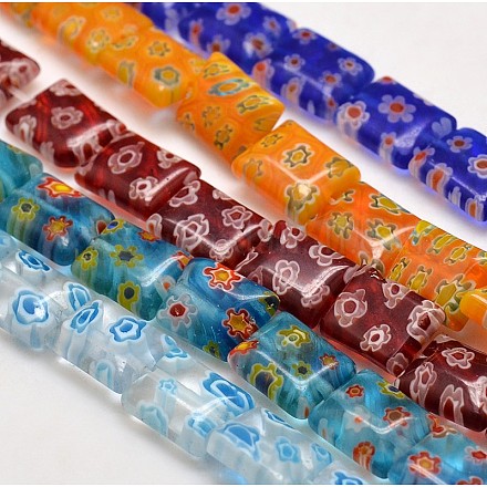 Rectangle Millefiori Glass Beads Strands LK-P024-M-1
