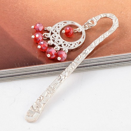 Silver Color Plated Alloy Glass Bookmarks AJEW-JK00086-03-1