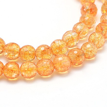 Faceted Round Natural Quartz Crystal Beads Strands G-N0152-18-8mm-1