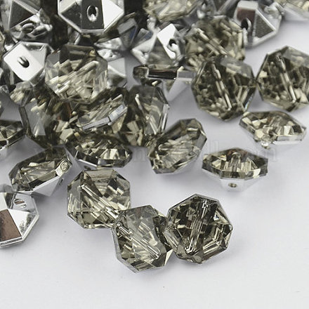2-Hoyo botones de octágono de acrílico Diamante de imitación de Taiwán BUTT-F016-10mm-19-1