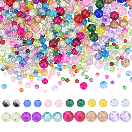 Pandahall elite 550pcs perlas de vidrio craquelado transparente CCG-PH0001-06-1