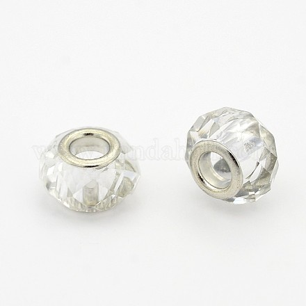 Platinum Tone Glass Faceted European Beads GPDL-P001-02D-1