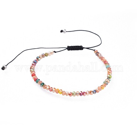 Adjustable Electroplate Glass Braided Bead Bracelets X-BJEW-JB04588-04-1