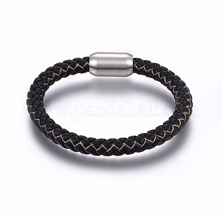 Bracelet cordon cuir tressé avec fermoir aimanté pour homme femme BJEW-G603-04C-01-1