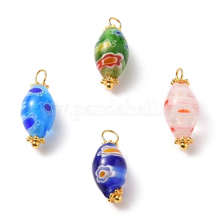 Handmade Millefiori Glass Beads Pendants X-PALLOY-JF00555-1