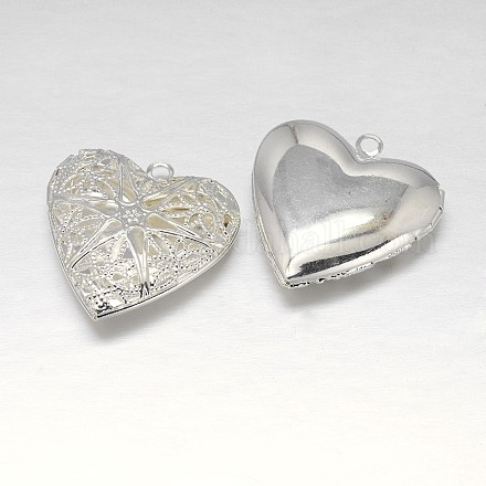 Filigree Heart Rack Plating Brass Photo Locket Pendants X-KK-N0096-24S-LF-1