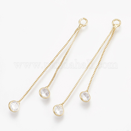 Brass Box Chain Tassel Pendants KK-S348-058-1