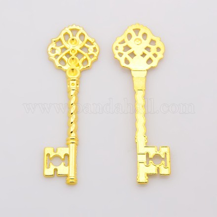 Schlüssel tibetischer Stil Anhänger Fassungen für Strasssteine PALLOY-DA10-1291-G-LF-1