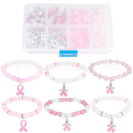 Sunnyclue 1 caja DIY 6 juegos de pulseras de concienciación sobre el cáncer de mama DIY-SC0021-74-1