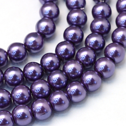 Chapelets de perles rondes en verre peint HY-Q330-8mm-59-1