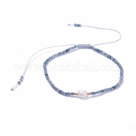 Bracelets de perles tressées en fil de nylon ajustable BJEW-JB04375-04-1