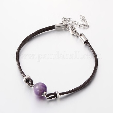 Natural Gemstone Beaded Link Bracelets BJEW-JB01994-03-1