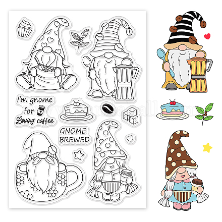 GLOBLELAND Gnome Clear Stamps Drink Cake Teacup Silicone Clear Stamp Seals for Cards Making DIY Scrapbooking Photo Journal Album Decoration DIY-WH0167-56-794-1