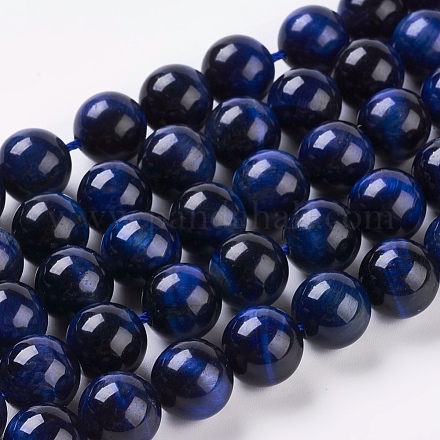 Natürlichen blauen Tigerauge Perlen Stränge X-G-G099-10mm-13-1