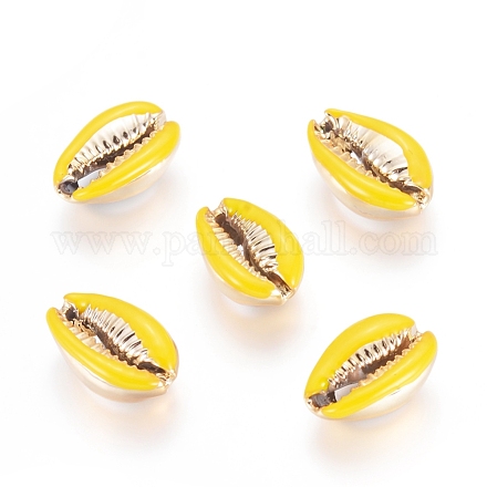 Electroplated Cowrie Shell Beads X-BSHE-G019-01G-I-1