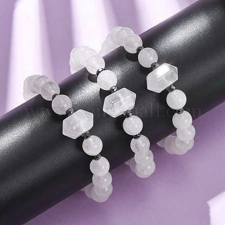 Браслет из натуральных кварцевых бусин для женщин BJEW-A145-01H-1