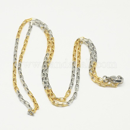 Trendy Two Tone Unisex 304 Stainless Steel Box Chain Necklaces X-NJEW-L043-04M-1