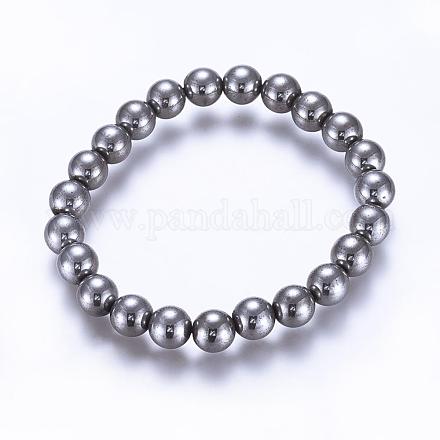 Electroplate Magnetic Synthetic Hematite Beaded Stretch Bracelets BJEW-P178-01P-1