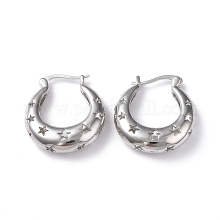 Rack Plating Brass Hollow Star Hoop Earrings for Women EJEW-G342-12P-1