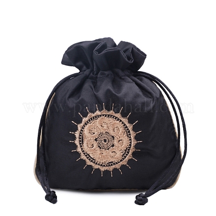 Прямоугольные парчовые сумки в китайском стиле на шнурке PW-WG11350-05-1