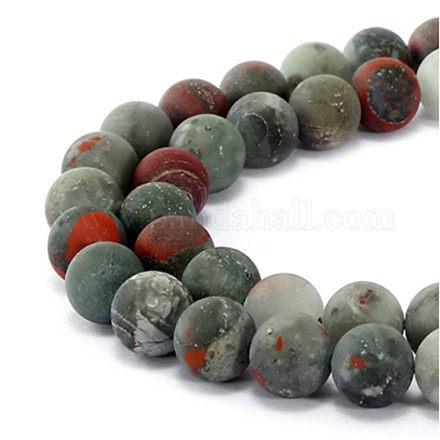 Natural Bloodstone/Heliotrope Stone Beads Strands G-P001-21-1