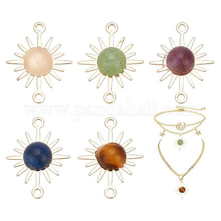 ARRICRAFT 30Pcs Natural Mixed Gemstone Connector Charms FIND-AR0003-83-1