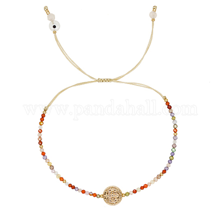 Brass Saint Benedict Medal & Glass Braided Bead Bracelet QY3324-1