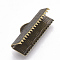Brass Ribbon Crimp Ends, Rectangle, Antique Bronze, 8x20mm, Hole: 1.5x5mm