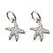 Brass Micro Pave Cubic Zirconia Pendants, Rack Plating, Long-Lasting Plated, Lead Free & Cadmium Free, Starfish Charm, Platinum, 12.5x10.5x2mm, Hole: 4.5mm