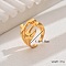 Chic Brass Wave Asymmetrical Open Cuff Ring for Women Party, Golden, Inner Diameter: 16~18mm