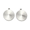 304 Stainless Steel Pendants, with Ray, Stainless Steel Color, Flat Round, 17x14x1.5mm, Hole: 1.2mm